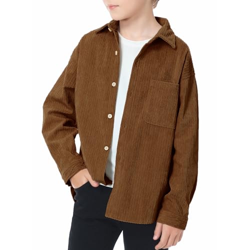 LOLANTA Cordhemd für Kinder, Langarmhemd aus Kord, Hemdjacke für Jungen, Braun, 8-9 Jahre, Tag 140 von LOLANTA