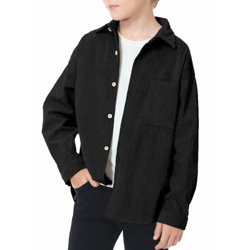 LOLANTA Cordhemd für Kinder, Langarmhemd aus Kord, Hemdjacke für Jungen, Schwarz, 10-11 Jahre, Tag 150 von LOLANTA