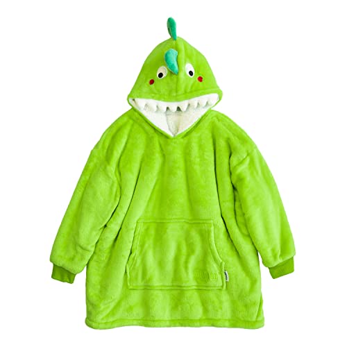 LOLANTA Dinosaurier Decke Hoodie für Kinder, Superweiche warme Plüschdecke, Grün, 7-12 Jahre, L von LOLANTA