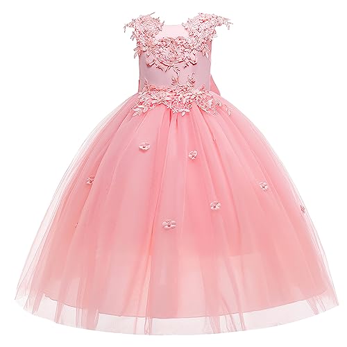 LOLANTA Festliches Kleid Mädchen, Prinzessin Kleider Mädchen Hochzeit, Rosa/Weiß/Blaues Tüllkleid für Kinder(10-11 Jahre,Rosa,Tag 150) von LOLANTA