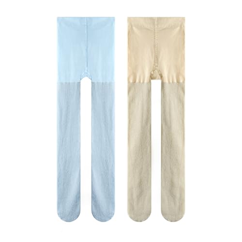 LOLANTA Glitzerstrumpfhose für Mädchen,Strumpfhose für Tanz, Party, Cosplay, 2er-Pack, Blau/Gold, 5-8 Jahre, M von LOLANTA