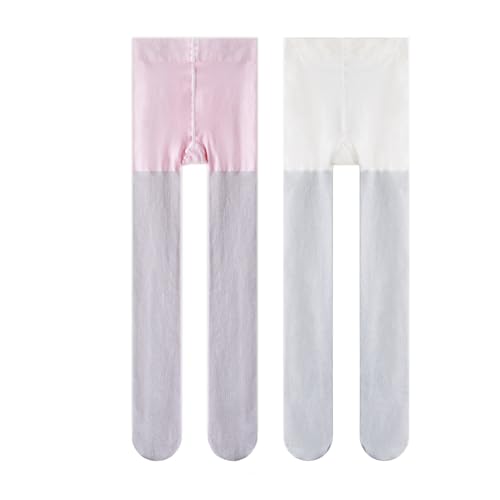 LOLANTA Glitzerstrumpfhose für Mädchen,Strumpfhose für Tanz, Party, Cosplay, 2er-Pack, Rosa/Silber, 8-12 Jahre, L von LOLANTA