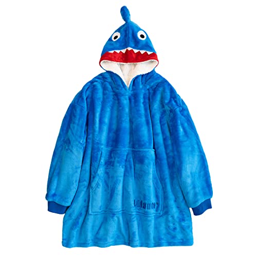 LOLANTA Hai-Decke Hoodie für Kinder, Superweiche warme Plüschdecke, Blau, 7-12 Jahre, L von LOLANTA