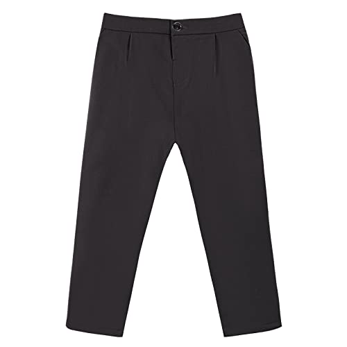 LOLANTA Jungen Anzughose, Schuluniformhose für Kinder, Verstellbarer Bund, Schwarz/Grau/Kaki, 2-13 Jahre（10-11 Years,Black,Tag 150 von LOLANTA