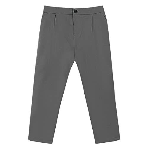 LOLANTA Jungen Anzughose, Schuluniformhose für Kinder, Verstellbarer Bund, Schwarz/Grau/Kaki, 2-13 Jahre（10-11 Years,Grey,Tag 150 von LOLANTA