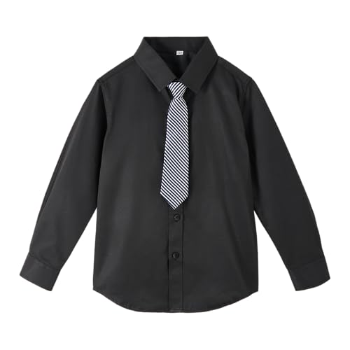LOLANTA Jungen Schuluniform Hemd Oxford Hemd Langarm Button-Up Slim Fit, Schwarz, 4-5 Jahre von LOLANTA