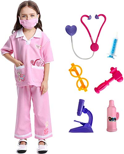 LOLANTA Kind Mädchen Doktor Dress-up Tierarzt Rollenspiele Halloween Kostüme befestigen medizinisches Spielzeug von LOLANTA