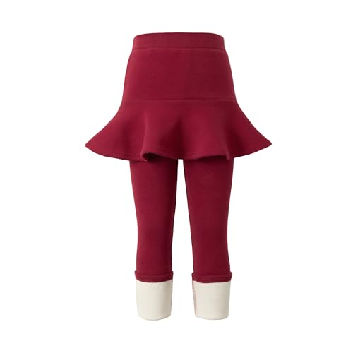 LOLANTA Mädchen Gefütterte Leggings mit Rock, Kinder Thermal Fußlose Strumpfhose mit Rock, Rot, 4-5 Jahre, 110 von LOLANTA