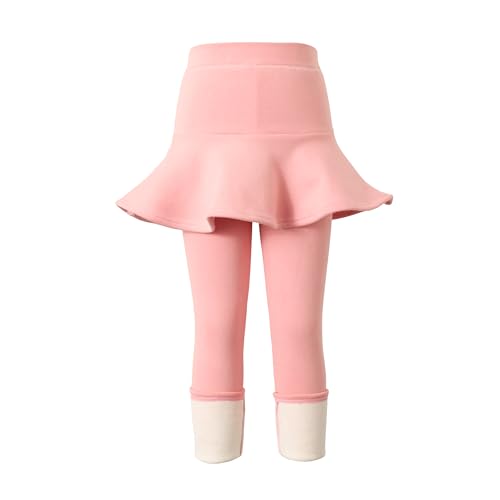 LOLANTA Mädchen Gefütterte Leggings mit Rock, Kinder Thermo Fußlose Strumpfhose mit Rock, Rosa, 5-6 Jahre, 120 von LOLANTA