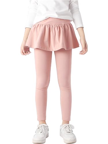 LOLANTA Mädchen Leggings, Baumwoll-Stretch-Leggings mit Rüschenrock, lässiger Alltags-Hosenrock für Kinder, Rosa, 10-11 Jahre, 150 von LOLANTA