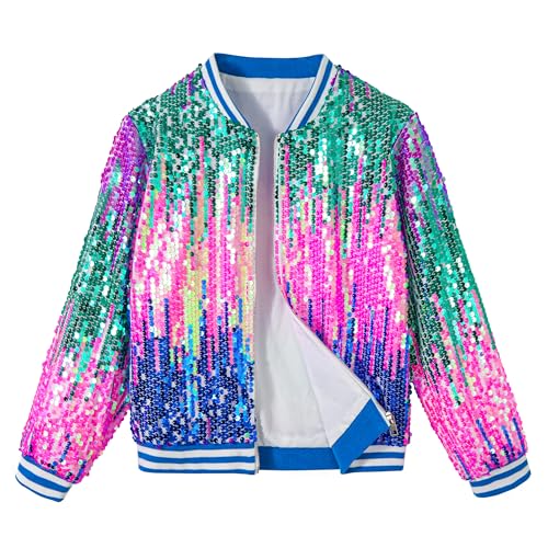LOLANTA Mädchen Pailletten Bomberjacke mit Reißverschlusstaschen Langarm Glitzer Baseball Jacken für Kinder, Ombré-Blau-Rosa, 10-11 Jahre, 150 LOLANTA Mädchen Pailletten Bomberjacke mit Reißverschlusstaschen Langarm Glitzer Baseball Jacken für Kinder, Ombré-Blau-Rosa, 10-11 Jahre, 150 von LOLANTA