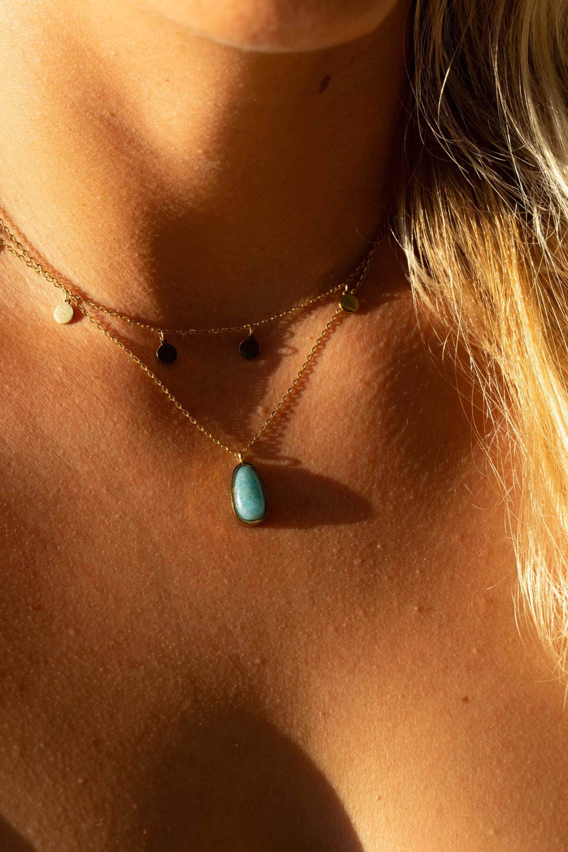 18K Goldene Ocean's Tear Stone Kette | Mit Naturstein 18K Goldene Ocean's Tear Stone Kette | Mit Naturstein von LOLAOceanEssentials