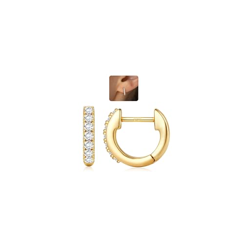 LOLIAS 14K Ohrringe Gold Creolen für Damen 925 Sterling Silber Creolen Gold Hypoallergene U Hängend Offene Goldene Ohrringe Damen mit AAA + CZ Kleine Huggie Creolen Schmuck Gold LOLIAS 14K Ohrringe Gold Creolen für Damen 925 Sterling Silber Creolen Gold Hypoallergene U Hängend Offene Goldene Ohrringe Damen mit AAA + CZ Kleine Huggie Creolen Schmuck Gold von LOLIAS