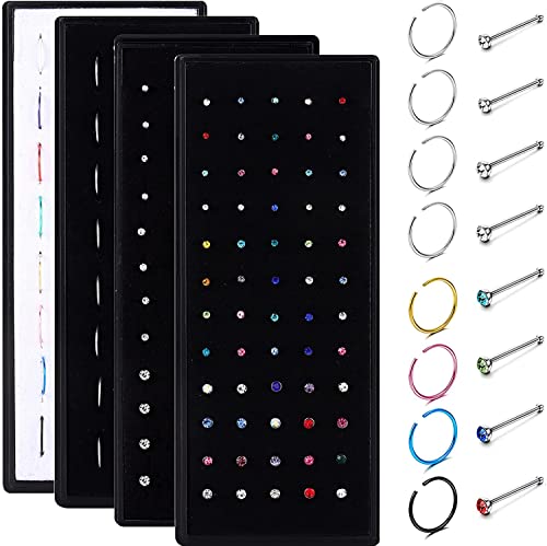 LOLIAS 200 Stück 20G Edelstahl Nasenring Nasenpiercing Hypoallergene Nasenringe Creolen Studs Set für Damen Herren CZ Labret Nasenpiercing I L Helix Piercings1,5 mm 2 mm 2,5 mm von LOLIAS