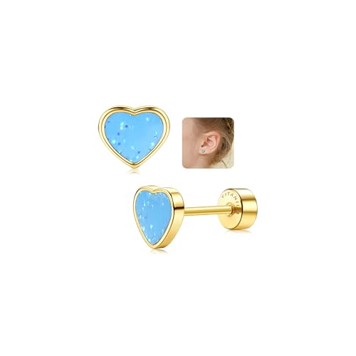 LOLIAS 20G Titan Herz Ohrstecker Ohrringe Für Mädchen Damen14K Gold Süße Kleine Pailletten Ohrstecker Hypoallergene Ohrringe Geschenke Mädchen Knorpel Tragus Ohrstecker Ohr Piercing von LOLIAS