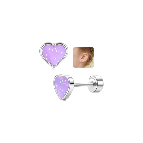LOLIAS 20G Titan Herz Ohrstecker Ohrringe Für Mädchen Damen14K Silber Süße Kleine Pailletten Ohrstecker Hypoallergene Ohrringe Geschenke Mädchen Knorpel Tragus Ohrstecker Ohr Piercing von LOLIAS