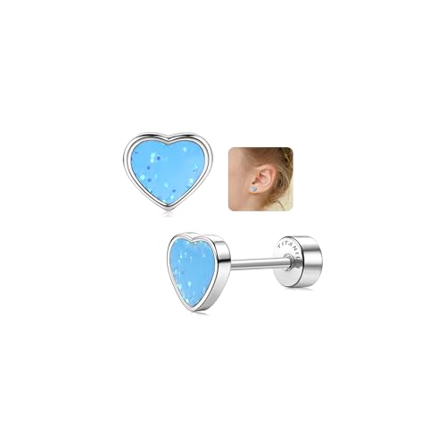 LOLIAS 20G Titan Herz Ohrstecker Ohrringe Für Mädchen Damen14K Silber Süße Kleine Pailletten Ohrstecker Hypoallergene Ohrringe Geschenke Mädchen Knorpel Tragus Ohrstecker Ohr Piercing von LOLIAS
