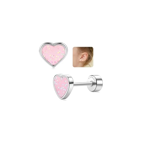 LOLIAS 20G Titan Herz Ohrstecker Ohrringe Für Mädchen Damen14K Silber Süße Kleine Pailletten Ohrstecker Hypoallergene Ohrringe Geschenke Mädchen Knorpel Tragus Ohrstecker Ohr Piercing von LOLIAS