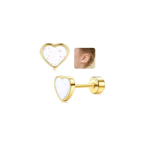 LOLIAS 20G Titan Herz Ohrstecker Ohrringe Für Mädchen Damen14K Gold Süße Kleine Pailletten Ohrstecker Hypoallergene Ohrringe Geschenke Mädchen Knorpel Tragus Ohrstecker Ohr Piercing von LOLIAS