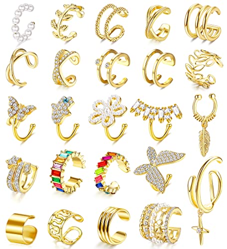 LOLIAS 24er Set Gold Ohrringe - Creolen, Ohrstecker, Ohrklemme, Helix & Knorpel Ohrringe - 18K Vergoldet, Hypoallergene, Manschetten & Ohrclips LOLIAS 24er Set Gold Ohrringe - Creolen, Ohrstecker, Ohrklemme, Helix & Knorpel Ohrringe - 18K Vergoldet, Hypoallergene, Manschetten & Ohrclips von LOLIAS