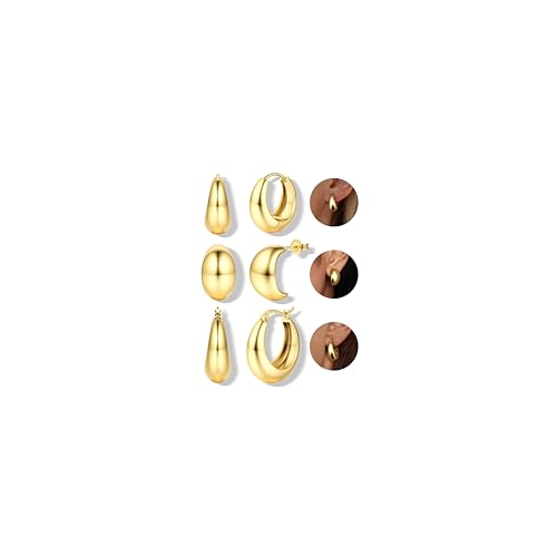 LOLIAS 3 Paar Ohrringe Creolen Gold Groß Goldene Ohrringe Damen Gold Chunky Ohrringe Gold Creolen Set CreolenVergoldet Hoop Earrings Gold Schmuck LOLIAS 3 Paar Ohrringe Creolen Gold Groß Goldene Ohrringe Damen Gold Chunky Ohrringe Gold Creolen Set CreolenVergoldet Hoop Earrings Gold Schmuck von LOLIAS