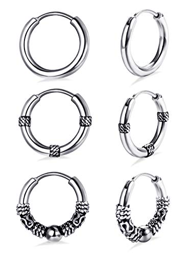 LOLIAS Edelstahl Creolen Ohrringe - Punk Ohrringe, Unisex, Silber-Ton 14MM von LOLIAS