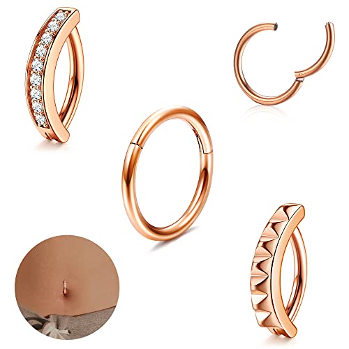 LOLIAS 3Stück 14G Clicker Bauchnabelpiercing Ring für Frauen Chirurgenstahl 10/12MM Reverse Curved Nabel Barbell Piercing Bauchnabel Körperschmuck von LOLIAS