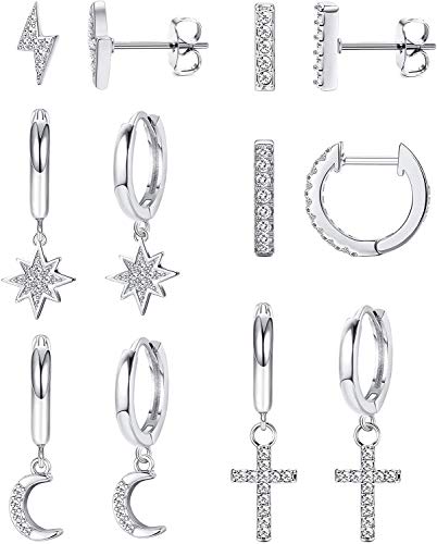 LOLIAS 6Pairs 925 Sterling Silver Earrings for Women Men Girls von LOLIAS