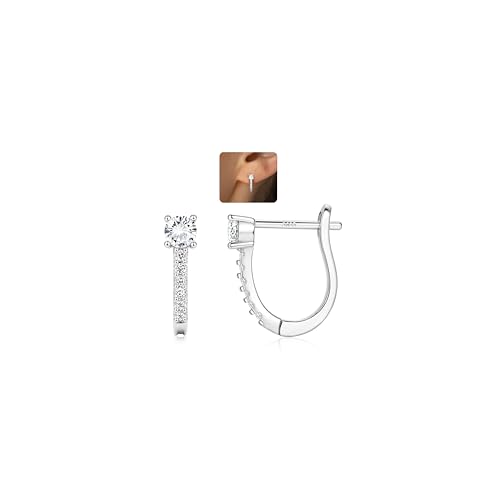 LOLIAS Creolen Silber 925 für Damen Ohrringe Silber 925 Hypoallergene U Hängend Offene Creolen Silber 925 Klein mit AAA + CZ Huggie Ohrringe Schmuck von LOLIAS