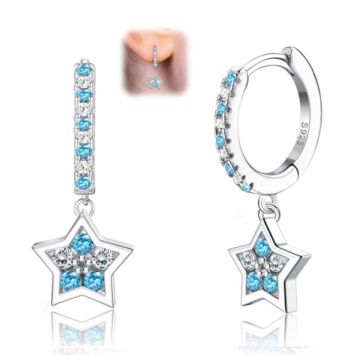 LOLIAS Silber 925 Huggie Creolen für Damen Mädchen Mit Herz Schmetterling Stern Hängend Bunte Zirconia Kleine Baumeln Tropfen Ohrringe Kinder LOLIAS Silber 925 Huggie Creolen für Damen Mädchen Mit Herz Schmetterling Stern Hängend Bunte Zirconia Kleine Baumeln Tropfen Ohrringe Kinder von LOLIAS