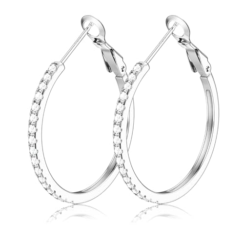 LOLIAS Creolen Silber 925 Groß Cubic Zirkonia Ohrringe Silber 925 Creolen Mittelgroß Klein Echt Silber Creolen Kreolen Damen Mädchen Hypoallergene Silver Hoop Earrings 15/20/30MM von LOLIAS