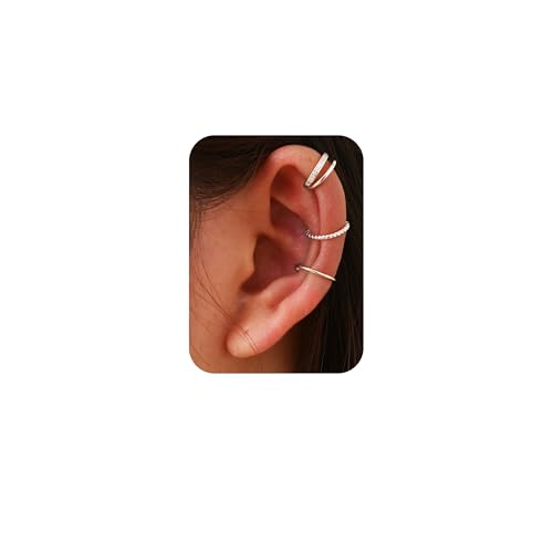 LOLIAS Ear Cuff Silber für Damen Fake Ohrringe Ohne Ohrloch Silber Earcuffs Fake Piercing Ohr Helix Conch Clip Ohrklemme Ohrmanschette Ohrclips Ohrschmuck Damen von LOLIAS