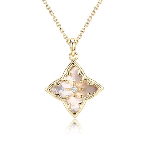 LOLIAS Kleeblatt Kette Gold Damen Goldkette Damen mit Anhänger Vergoldet Halskette Gold Damen Goldene Vierblättriges Kleeblatt Charm Kette Damen Gold Schmuck Goldschmuck von LOLIAS