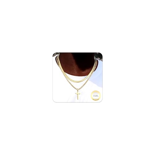LOLIAS 2 Stück Kreuz Kette Herren Gold Edelstahl Kreuzkette Gold Herren Halskette Herren mit Kreuz Anhänger Gold Goldkette Herren Schmuck Männer Jesus Kette Jungs LOLIAS 2 Stück Kreuz Kette Herren Gold Edelstahl Kreuzkette Gold Herren Halskette Herren mit Kreuz Anhänger Gold Goldkette Herren Schmuck Männer Jesus Kette Jungs von LOLIAS