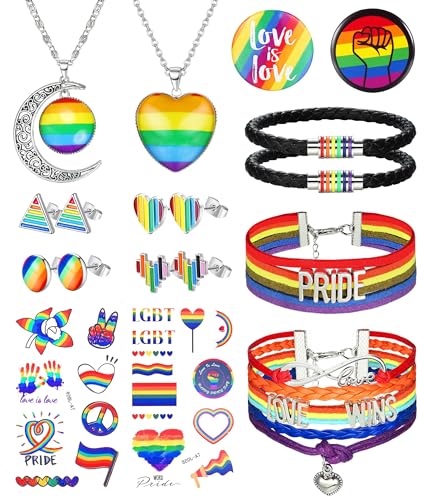 LOLIAS LGBTQ Accessories LGBTQ Armband LGBTQ Sticker Gay Pride Halskette Regenbogen Ohrringe Unisex Lesben Pride Accessoires LGBT Abzeichen Pride Broschen Gay Pride Schmuck von LOLIAS