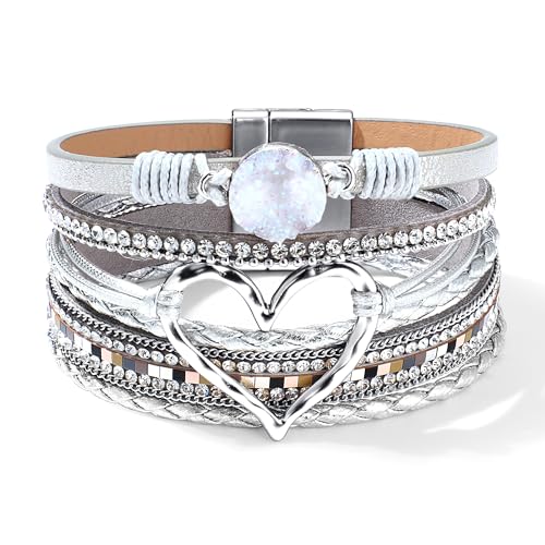LOLIAS Lederarmband Damen Mädchen Boho Herz Armband Damen Leder Armbänder Perlenarmband Magnetverschluss Kette Frauen Armband Schwarz Wickelarmband Indianer Modeschmuck LOLIAS Lederarmband Damen Mädchen Boho Herz Armband Damen Leder Armbänder Perlenarmband Magnetverschluss Kette Frauen Armband Schwarz Wickelarmband Indianer Modeschmuck von LOLIAS