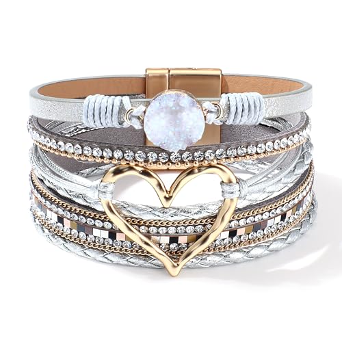 LOLIAS Lederarmband Damen Mädchen Boho Herz Armband Damen Leder Armbänder Perlenarmband Magnetverschluss Kette Frauen Armband Schwarz Wickelarmband Indianer Modeschmuck LOLIAS Lederarmband Damen Mädchen Boho Herz Armband Damen Leder Armbänder Perlenarmband Magnetverschluss Kette Frauen Armband Schwarz Wickelarmband Indianer Modeschmuck von LOLIAS