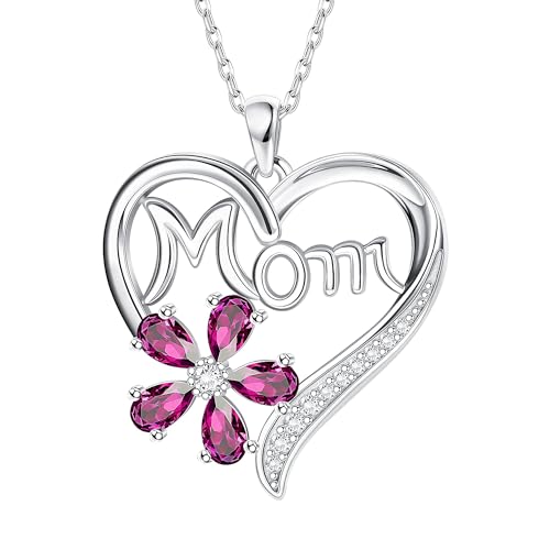 LOLIAS Mama Halskette 925 Sterling silber Herz Anhänger Geschenke für Mama Mutter Oma Muttertag Halskette Ich liebe dich Mama Geburtstags schmuck Mutter tagsge schenk von LOLIAS