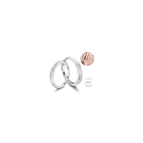LOLIAS Paar Ringe 925 Sterling Silber Ring Trauringe Paar Ringe Damen Herren Ehering Hochzeitsringe Ring Jahrestag Versprechen Verlobungsring Ring Braut Sets Boxed Verstellbarer von LOLIAS
