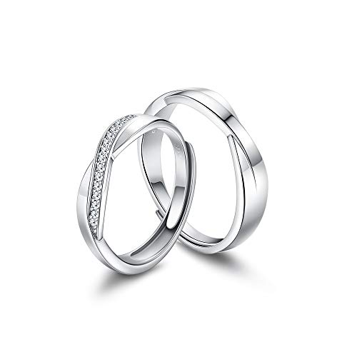 LOLIAS Paar Ringe 925 Sterling Silber Trauringe Paar Ringe Damen Herren Ehering Hochzeitsringe Ring Jahrestag Versprechen Verlobungsring Ring Braut Sets Boxed Verstellbarer von LOLIAS