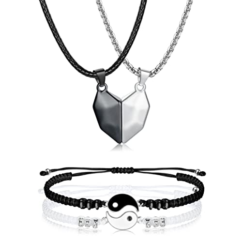 LOLIAS Passende Halskette und Armband für Paare Oder Beste Freunde Ich Liebe Dich Partner Ketten Schmuck Herzkette und Yin Yang Armband Paar Geschenk von LOLIAS