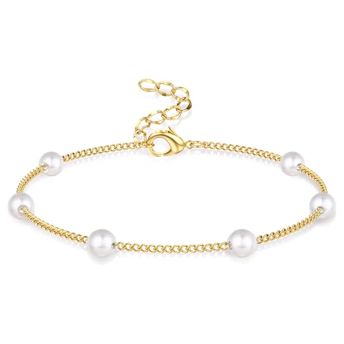 LOLIAS Perlenarmband Damen Armband Damen Gold Perlen Armband Herz Goldene Armbänder Damen Bracelet Women Perlenschmuck Schmuck Gold von LOLIAS
