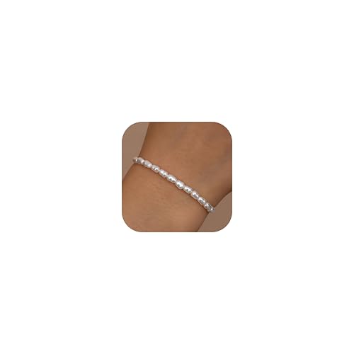 LOLIAS Perlenarmband Damen Armband Damen Silber Perlen Armband Herz Edelstahl Armbänder Damen Bracelet Women Perlenschmuck Schmuck Silber von LOLIAS