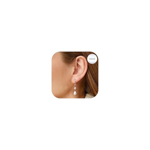 LOLIAS Perlenohrringe Hängend Silber 925 Hypoallergene Weiße Perlen Ohrringe Damen Leichtbau Süßwasserperlen Damenohrringe Silber Schmuck Geschenk für Frauen von LOLIAS