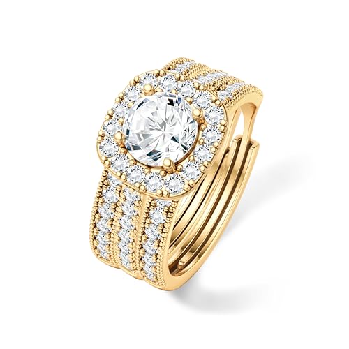 LOLIAS Wasserfest Vergoldet Ring Gold Verstellbar Statement Goldene Ringe Damen Damenring Daumenringe Fingerring Stapelringe Verlobungsring Promise Goldring Set Damen Geschenke für Frauen Freundin von LOLIAS