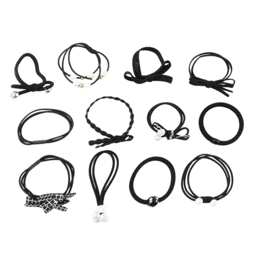 LOLIPPYY 1satz Teiliges Haargummis Mit Perlen-design Elastische Haarbänder Für Pferdeschwänze Stilvolle Haaraccessoires Schwarz Für Damen Für Jeden Anlass von LOLIPPYY