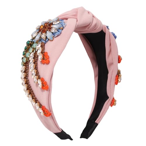 LOLIPPYY 1 Stück Retro Stil Rhinestone Haarschmuck Haarband für Stirnband mit Stickerei für Hochzeiten Partys und Besondere Anlässe Rosa von LOLIPPYY