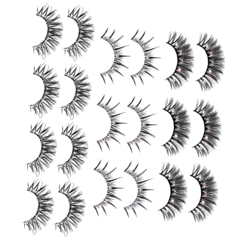 LOLIPPYY 10 Paare Künstliche Wimpern mit Strasssteinen Natürliche Lange Falsche Wimpern für Mädchen Leicht und Glitzernd Wiederverwendbare Eyelash Extensions für Alltag und Party von LOLIPPYY