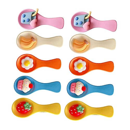 LOLIPPYY 10stücke Mädchen Haarnadeln Cartoon Löffel Form Junge Mädchen Haarspangen Haarschmuck Aus Harz Und Metall Für Outfits Und Frisuren von LOLIPPYY