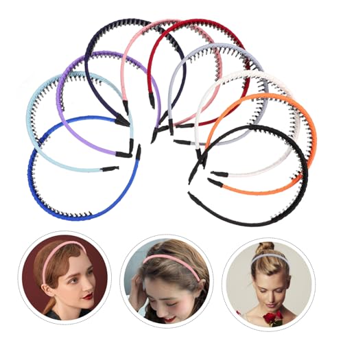 LOLIPPYY 10 Stück Teiliges Dünne Stoff haarbänder mit Zähnen Rutschfestes Haarschmuck Frauen und Mädchen Elastisch Vielseitig Einsetzbar Stabiler Griff Haarschäden vermeiden von LOLIPPYY